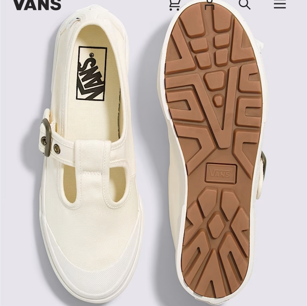 Vans Cream Canvas Slip-On Mary Jane Style 93 Shoe Sneaker 8.5 - Picture 3 of 13